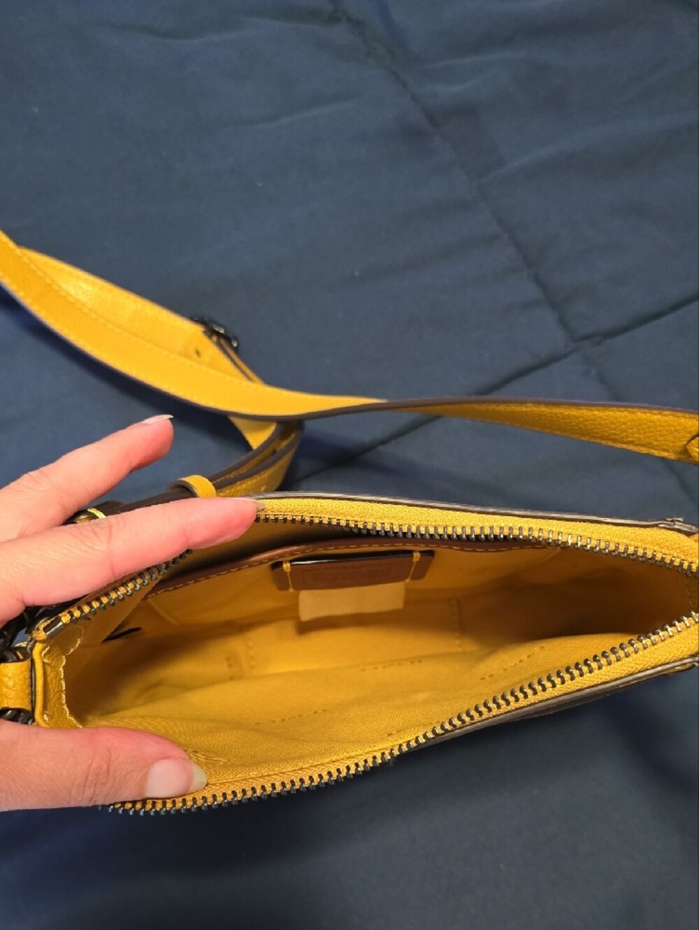 Coach Mustard Pebbled Leather Turnlock Crossbody - Picture 5 of 5